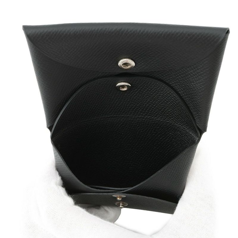 エルメス コインケース カルヴィ デュオ ブラック/シルバー金具 エプソン W刻印 黒