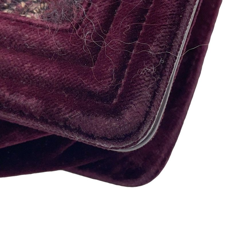 シャネル チェーンショルダーバッグ ボーイシャネル ツイード ベロア CHANEL