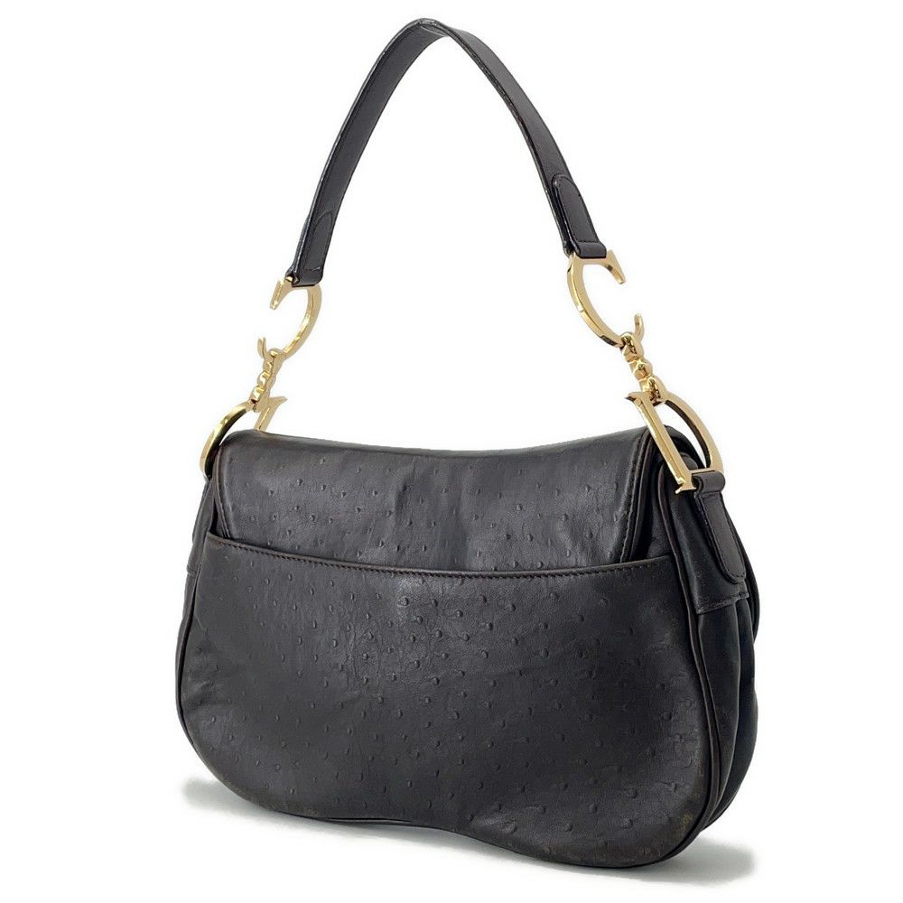 クリスチャン・ディオール ショルダーバッグ サドルバッグ オーストリッチ型押しレザー Christian Dior ワンショルダー