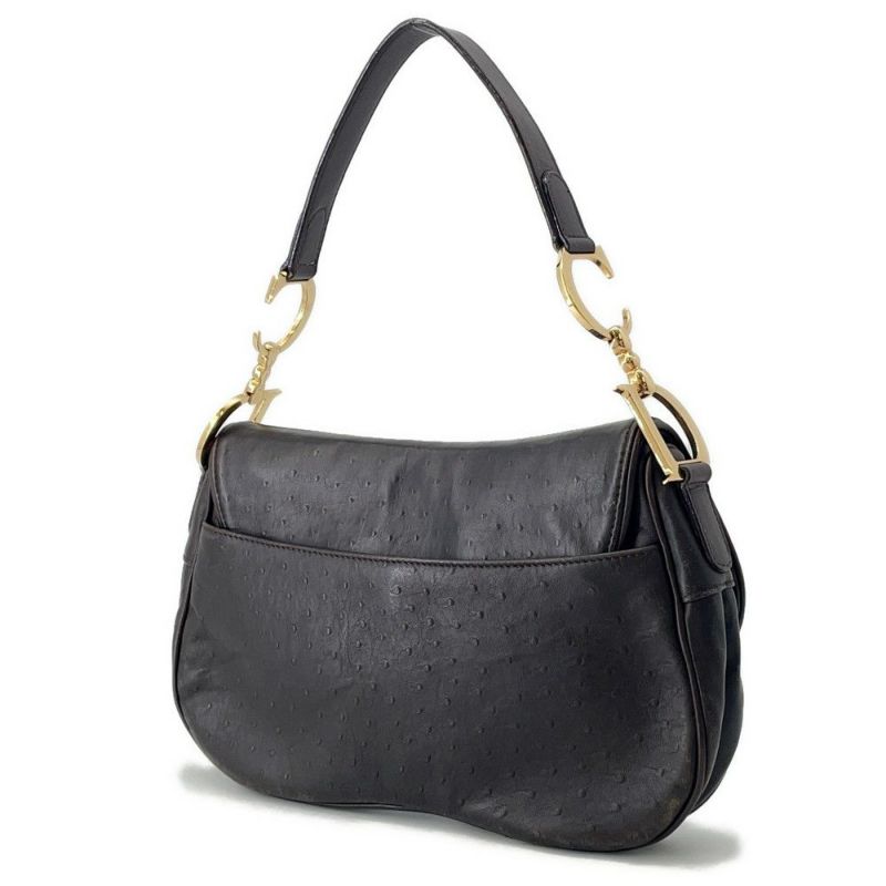 クリスチャン・ディオール ショルダーバッグ サドルバッグ オーストリッチ型押しレザー Christian Dior ワンショルダー