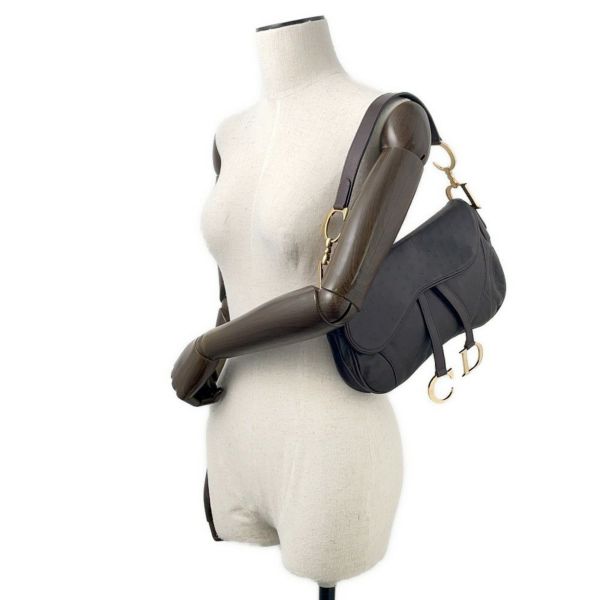 クリスチャン・ディオール ショルダーバッグ サドルバッグ オーストリッチ型押しレザー Christian Dior ワンショルダー