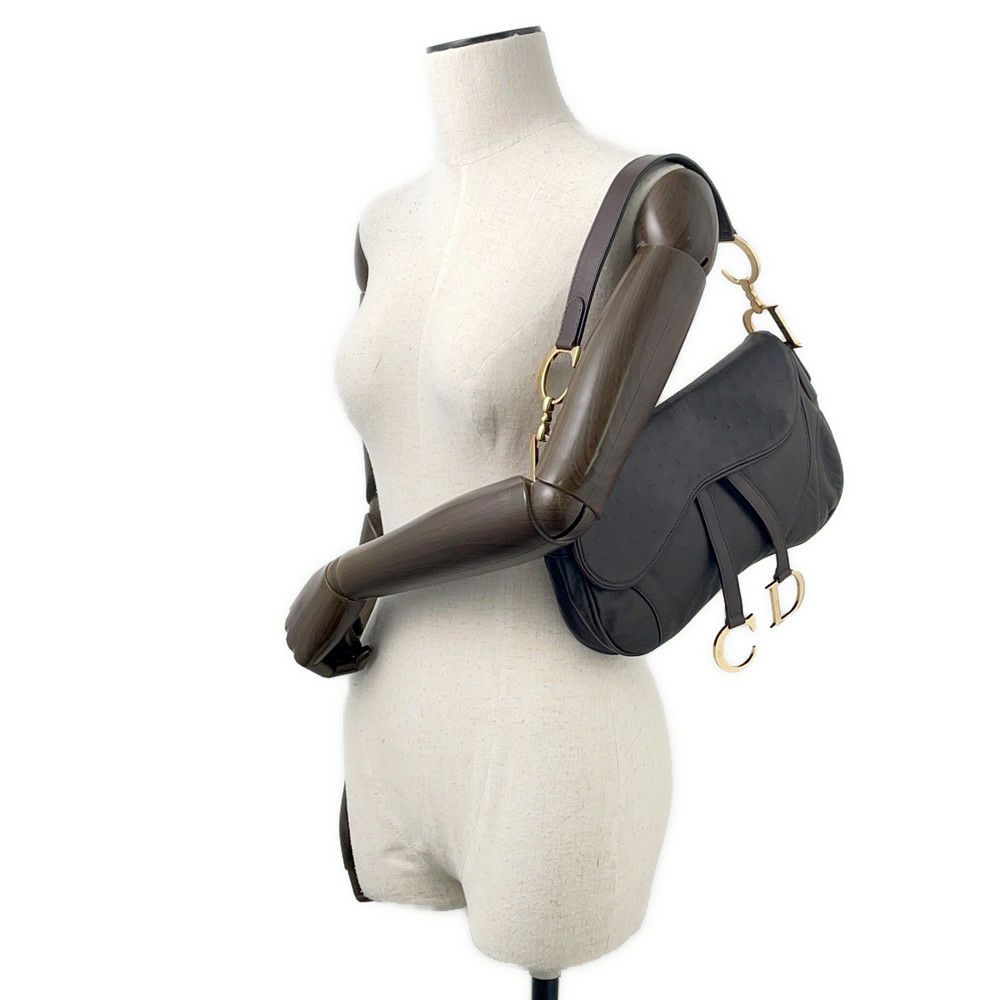 クリスチャン・ディオール ショルダーバッグ サドルバッグ オーストリッチ型押しレザー Christian Dior ワンショルダー