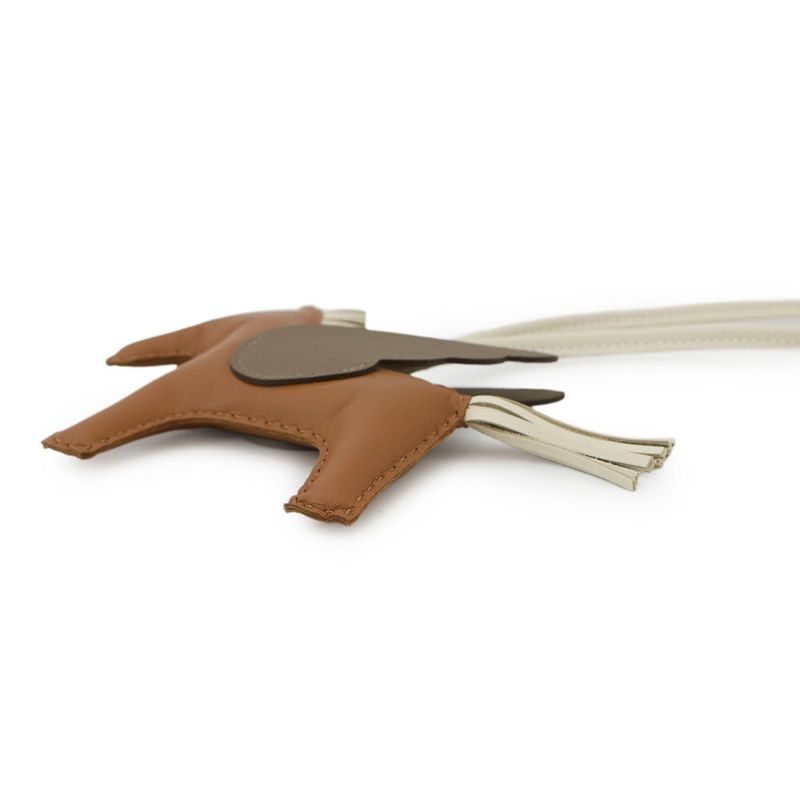 エルメス バッグチャーム ロデオMM ペガサス ゴールド/クレ/エトゥープ ラムスキン W刻印 HERMES チャーム オーナメント