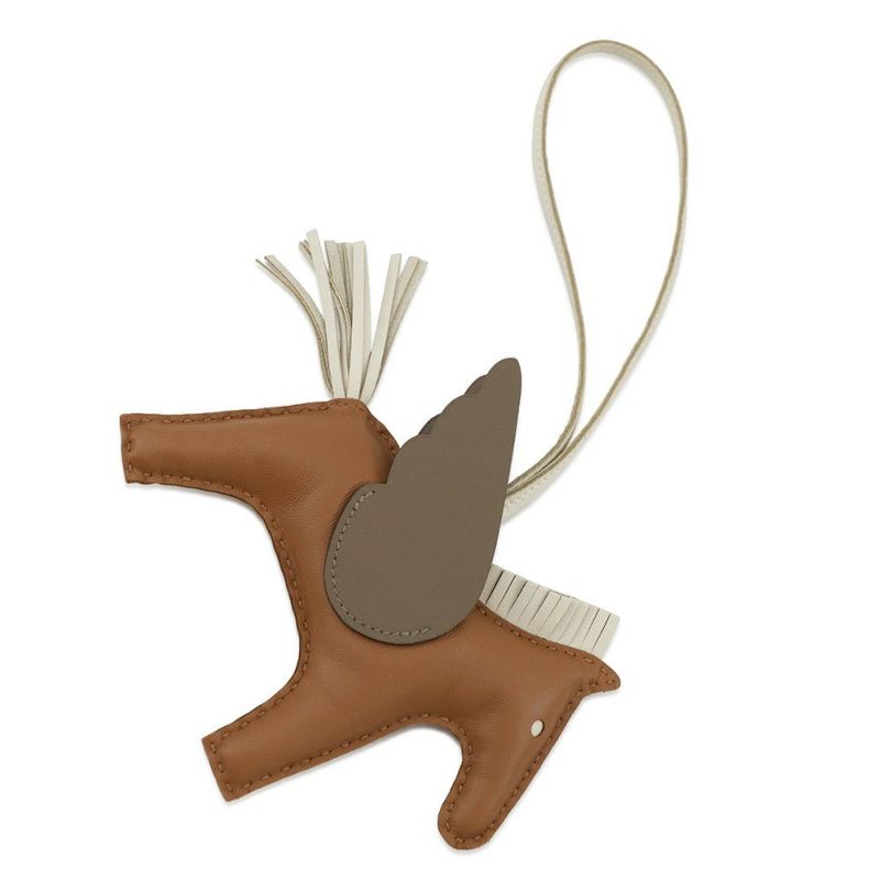 エルメス バッグチャーム ロデオMM ペガサス ゴールド/クレ/エトゥープ ラムスキン W刻印 HERMES チャーム オーナメント