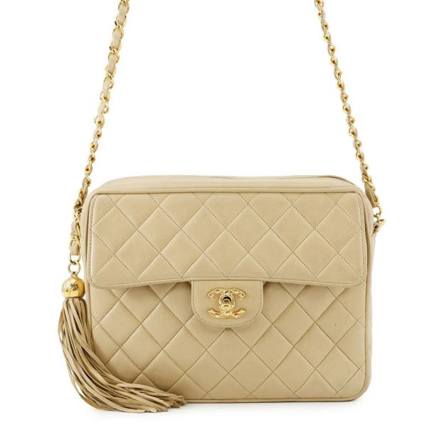 シャネル チェーンショルダーバッグ マトラッセ ココマーク タッセル ラムスキン CHANEL ヴィンテージ