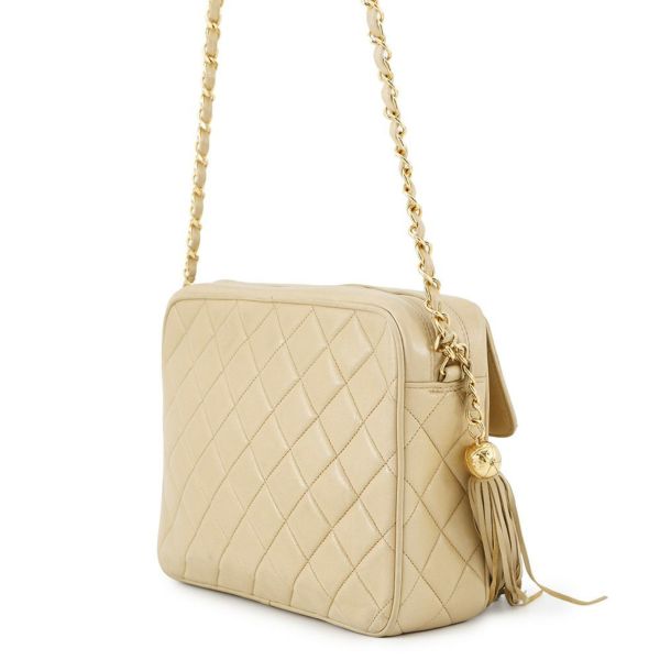 シャネル チェーンショルダーバッグ マトラッセ ココマーク タッセル ラムスキン CHANEL ヴィンテージ