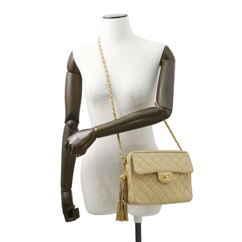 シャネル チェーンショルダーバッグ マトラッセ ココマーク タッセル ラムスキン CHANEL ヴィンテージ