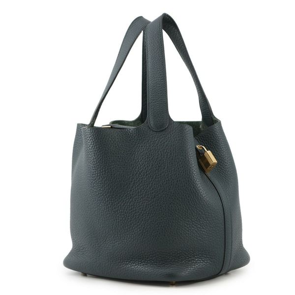 エルメス ハンドバッグ ピコタンロックMM ヴェールシプレス/ゴールド金具 トリヨンクレマンス B刻印