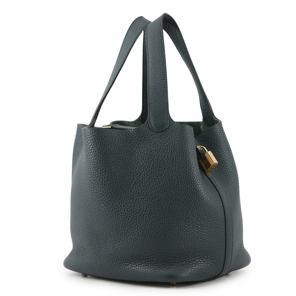 エルメス ハンドバッグ ピコタンロックMM ヴェールシプレス/ゴールド金具 トリヨンクレマンス B刻印