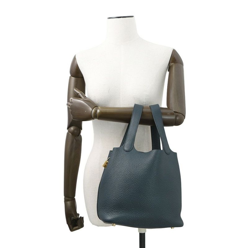 エルメス ハンドバッグ ピコタンロックMM ヴェールシプレス/ゴールド金具 トリヨンクレマンス B刻印