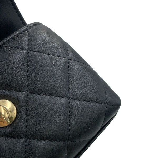 シャネル チェーンショルダーバッグ ココハンドル マトラッセ マイクロ ラムスキン ラインストーン AP4245 2way 黒