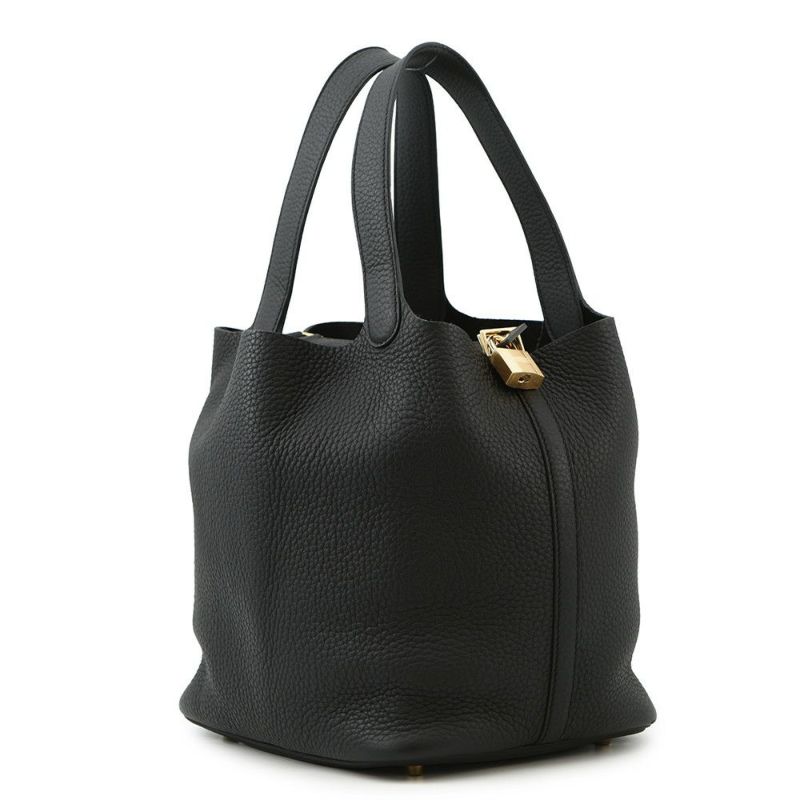 エルメス ハンドバッグ ピコタンロックMM ブラック/ゴールド金具 トリヨンクレマンス K刻印 黒