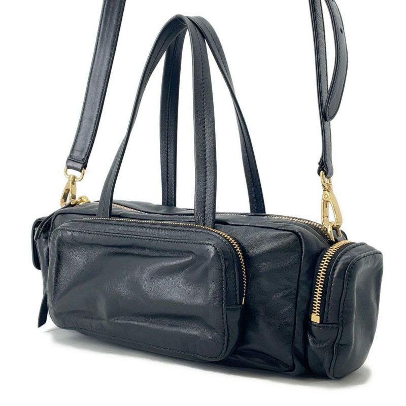 ミュウミュウ ハンドバッグ レザー 5BB150 MIUMIU 2way 黒