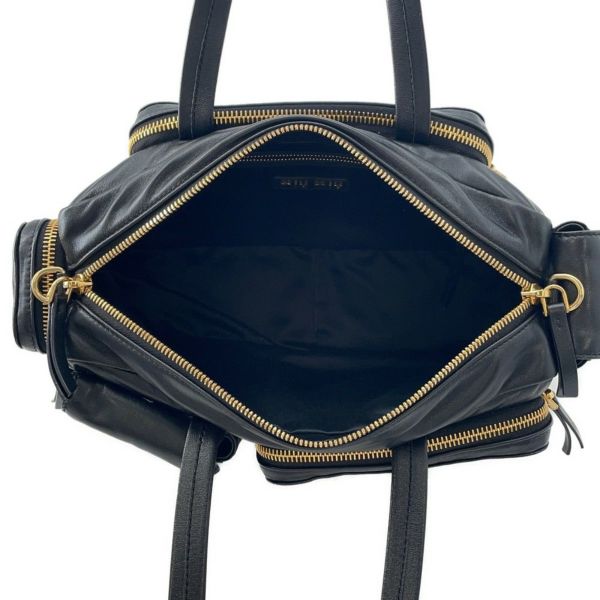 ミュウミュウ ハンドバッグ レザー 5BB150 MIUMIU 2way 黒