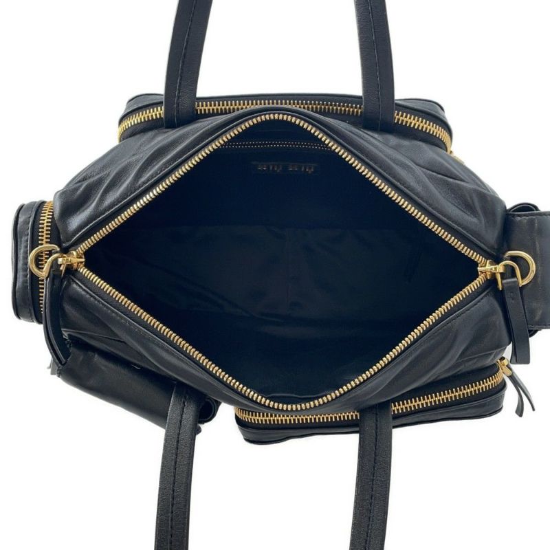 ミュウミュウ ハンドバッグ レザー 5BB150 MIUMIU 2way 黒