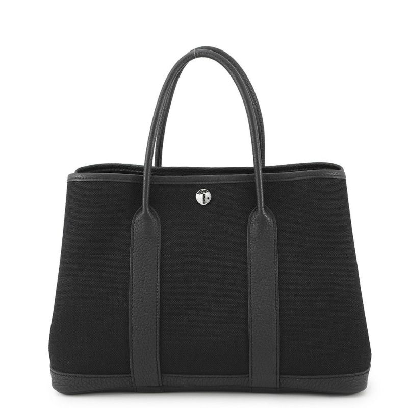 エルメス トートバッグ ガーデンパーティTPM ブラック/シルバー金具 トワルミリタリー/ネゴンダ W刻印 黒