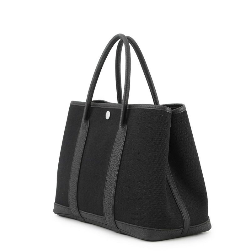 エルメス トートバッグ ガーデンパーティTPM ブラック/シルバー金具 トワルミリタリー/ネゴンダ W刻印 黒