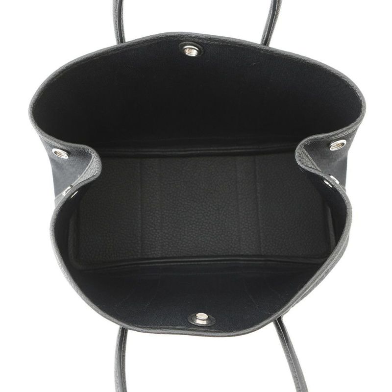 エルメス トートバッグ ガーデンパーティTPM ブラック/シルバー金具 トワルミリタリー/ネゴンダ W刻印 黒