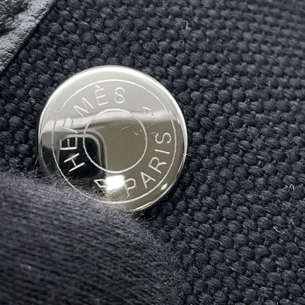 エルメス トートバッグ ガーデンパーティTPM ブラック/シルバー金具 トワルミリタリー/ネゴンダ W刻印 黒