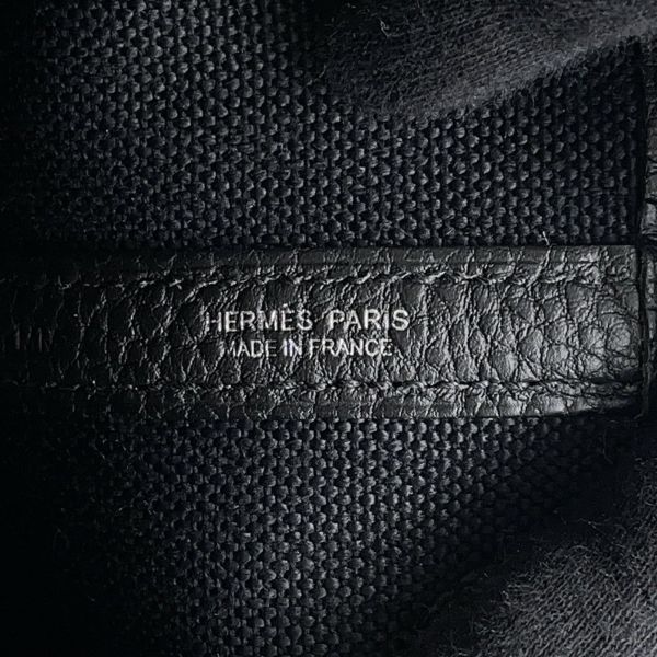 エルメス トートバッグ ガーデンパーティTPM ブラック/シルバー金具 トワルミリタリー/ネゴンダ W刻印 黒