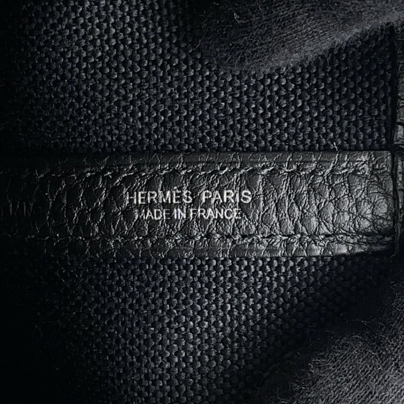 エルメス トートバッグ ガーデンパーティTPM ブラック/シルバー金具 トワルミリタリー/ネゴンダ W刻印 黒