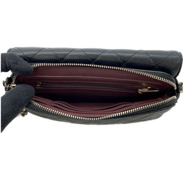 シャネル チェーンショルダーバッグ フラップ フォンケース マトラッセ ココマーク キャビアスキン AP2096 CHANEL 黒