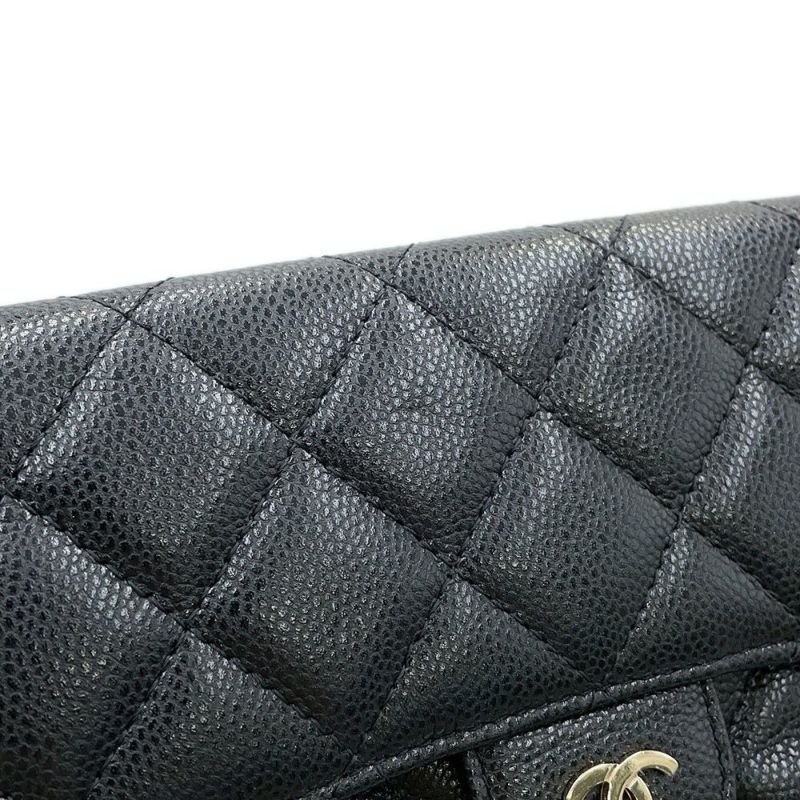 シャネル チェーンショルダーバッグ フラップ フォンケース マトラッセ ココマーク キャビアスキン AP2096 CHANEL 黒