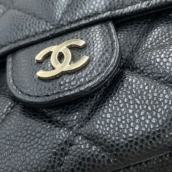 シャネル チェーンショルダーバッグ フラップ フォンケース マトラッセ ココマーク キャビアスキン AP2096 CHANEL 黒