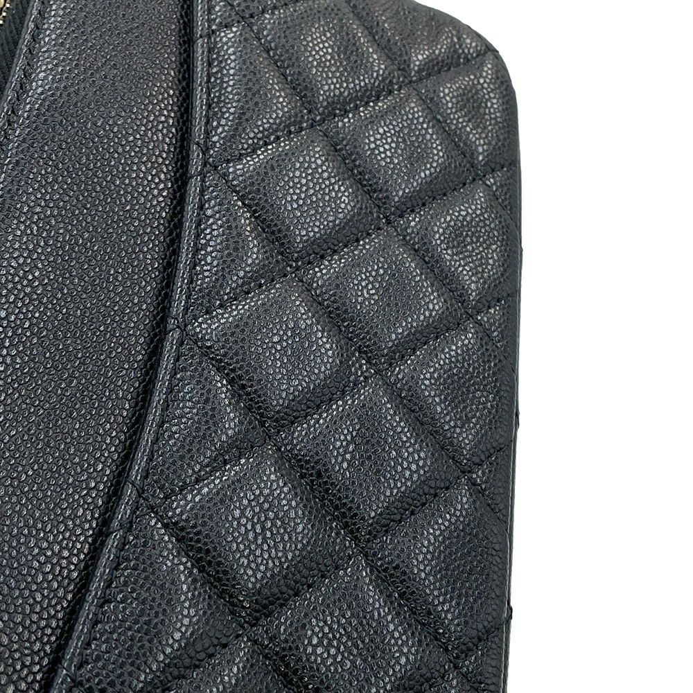 シャネル チェーンショルダーバッグ フラップ フォンケース マトラッセ ココマーク キャビアスキン AP2096 CHANEL 黒