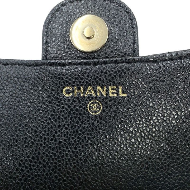 シャネル チェーンショルダーバッグ フラップ フォンケース マトラッセ ココマーク キャビアスキン AP2096 CHANEL 黒