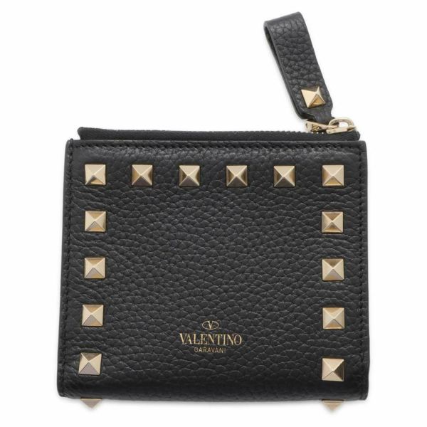 ヴァレンティノ・ガラヴァーニ 二つ折り財布 ロックスタッズ レザー 2W2P0W06VSH VALENTINO 財布 黒