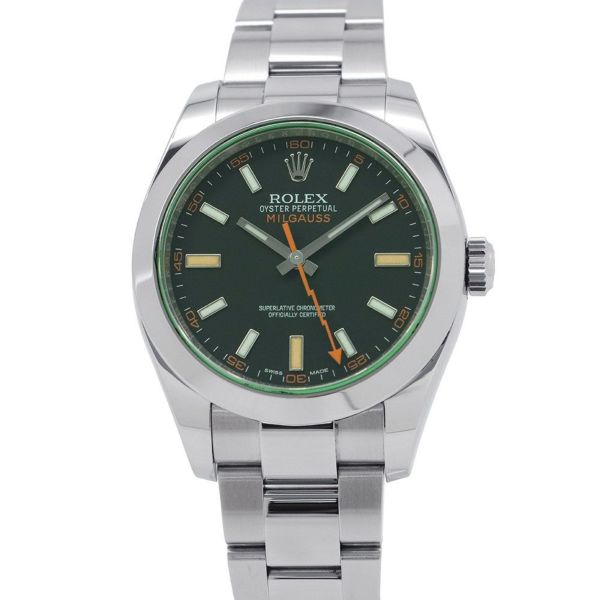 ロレックス ミルガウス グリーンガラス ランダムシリアル ルーレット 116400GV ROLEX 腕時計 黒文字盤