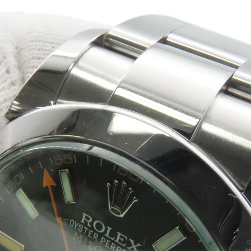 ロレックス ミルガウス グリーンガラス ランダムシリアル ルーレット 116400GV ROLEX 腕時計 黒文字盤