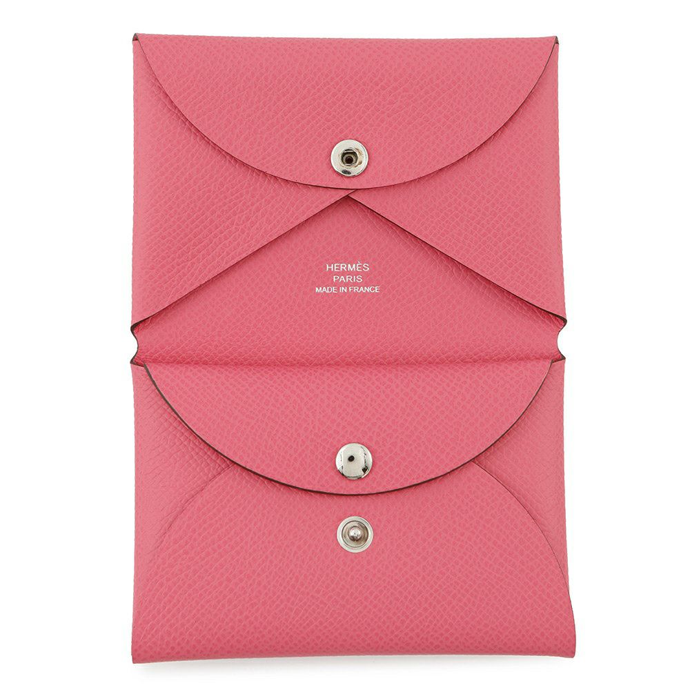 エルメス コインケース カルヴィ デュオ ローズアザレ/シルバー金具 エプソン W刻印 HERMES 名刺入れ カードケース