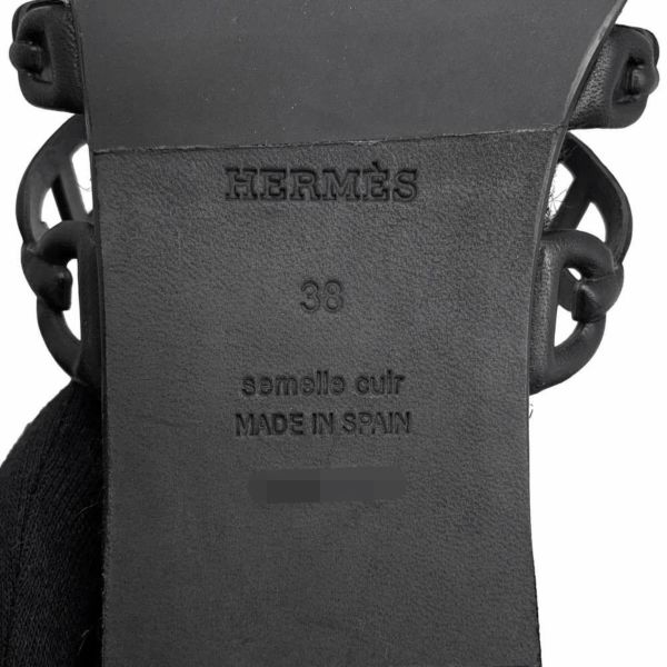 エルメス サンダル アンコーヌ シェーヌダンクル レディースサイズ38 HERMES 靴 黒