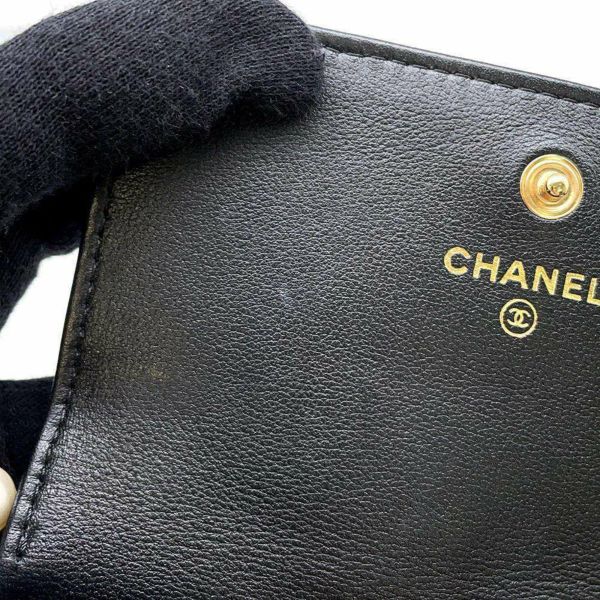 シャネル ショルダーバッグ フェイクパール マトラッセ ココマーク ラムスキン CHANEL ミニバッグ 黒