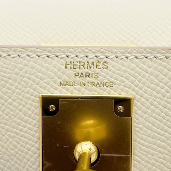 エルメス ハンドバッグ ケリー28 外縫い クレ/ゴールド金具 エプソン B刻印 HERMES 2wayショルダー