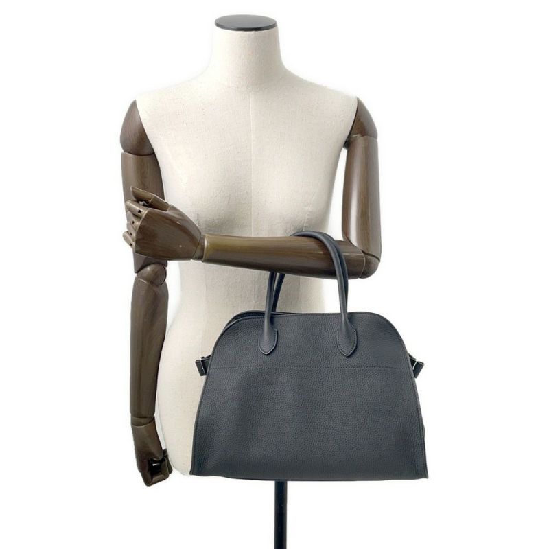 ザ ロウ ハンドバッグ ソフトマルゴー12 レザー W1586 THE ROW バッグ 2way 黒