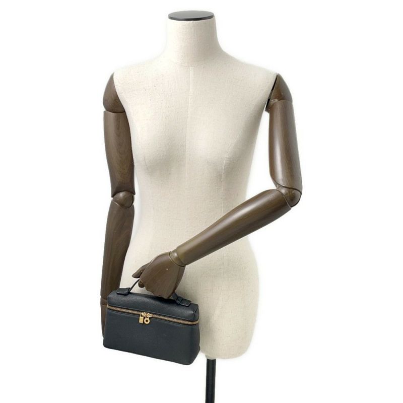 ロロピアーナ ハンドバッグ エクストラ・ポケット・ポーチ L19 レザー FAN4045  Loro Piana 2wayショルダー 黒