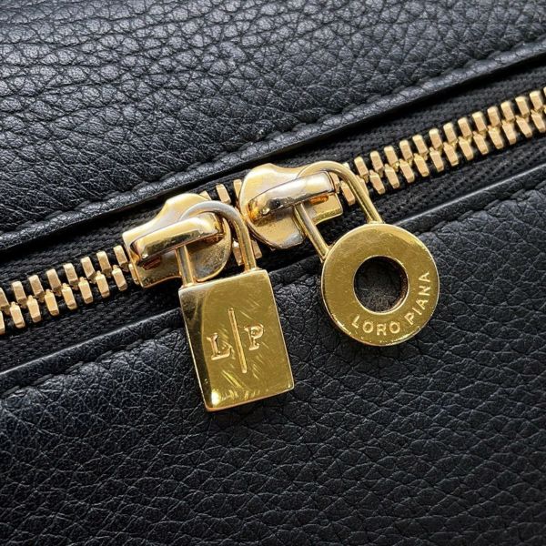 ロロピアーナ ハンドバッグ エクストラ・ポケット・ポーチ L19 レザー FAN4045  Loro Piana 2wayショルダー 黒