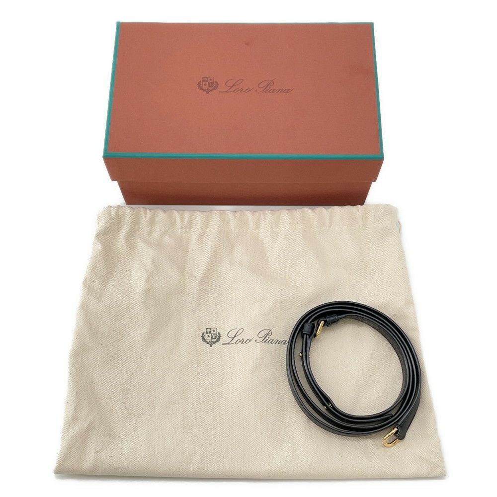 ロロピアーナ ハンドバッグ エクストラ・ポケット・ポーチ L19 レザー FAN4045  Loro Piana 2wayショルダー 黒