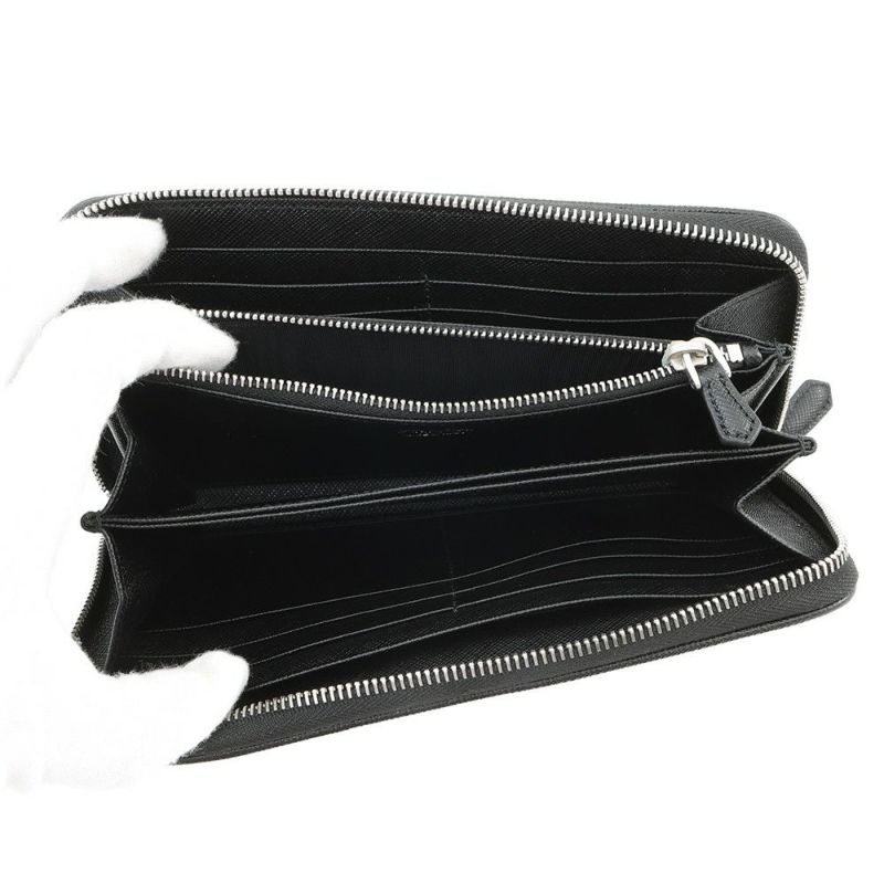 プラダ 長財布 ラウンドファスナーロングウォレット キルティング ヤシの木 PRADA 財布 黒