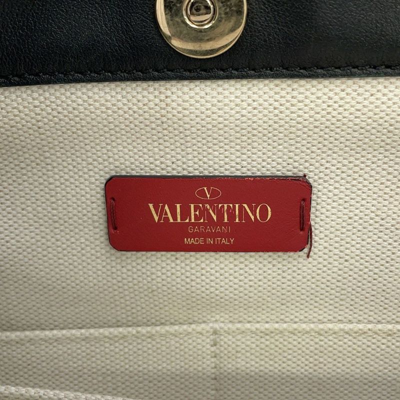 ヴァレンティノ・ガラヴァーニ トートバッグ VLTNロゴ ロックスタッズ キャンバス/レザー TW2B0D21FWB VALENTINO