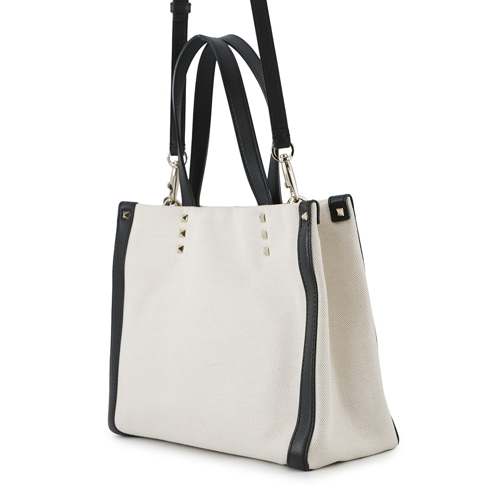 ヴァレンティノ・ガラヴァーニ トートバッグ VLTNロゴ ロックスタッズ キャンバス ZW2B0H19FWB VALENTINO 2way