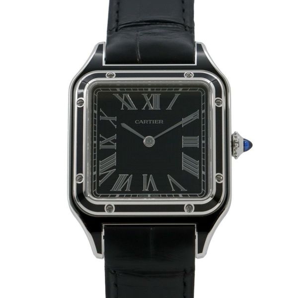 カルティエ サントス デュモン LM WSSA0046 Cartier 腕時計 黒文字盤 手巻き