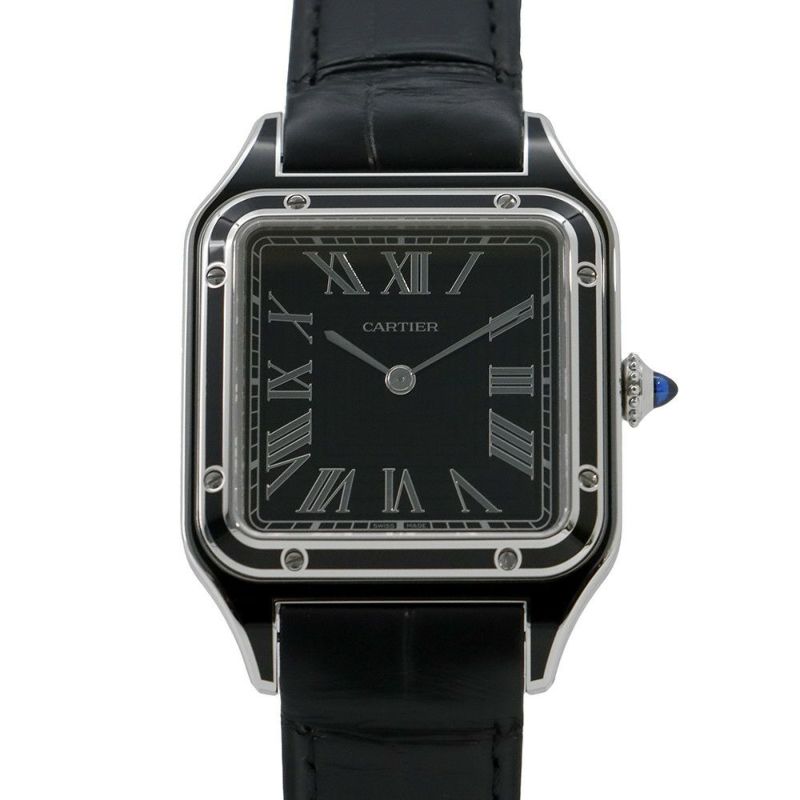 カルティエ サントス デュモン LM WSSA0046 Cartier 腕時計 黒文字盤 手巻き