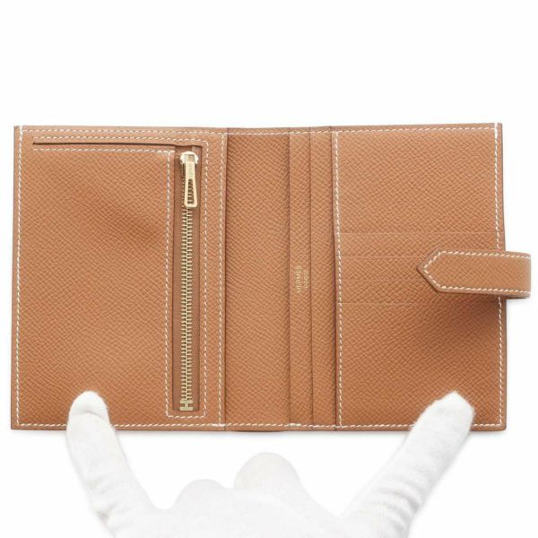 エルメス 二つ折り財布 ベアンコンパクト ゴールド/ゴールド金具 エプソン W刻印 HERMES 財布