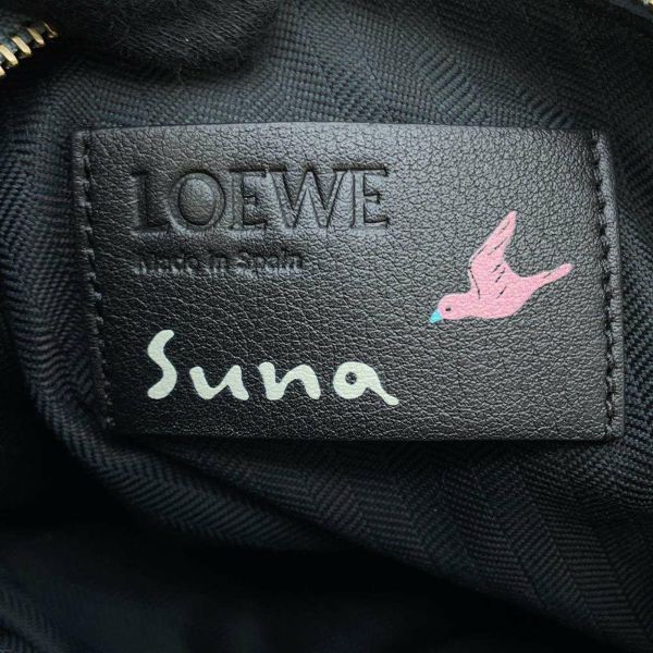 ロエベ ハンドバッグ スナ・フジタ コラボ ワオキツネザル ムートン レザー LOEWE バッグ 2way 白 黒