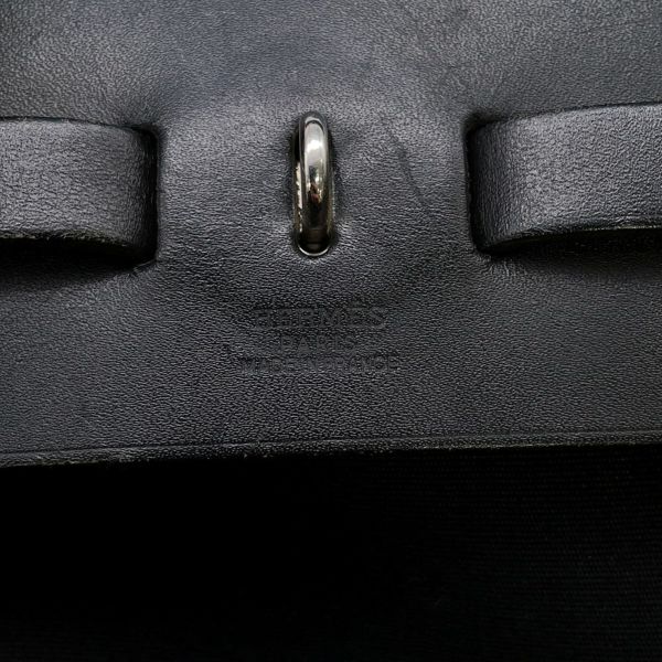 エルメス ショルダーバッグ エールバッグMM ブラック/シルバー金具 トワルオフィシエ/レザー □G刻印 黒