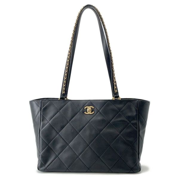 シャネル トートバッグ マトラッセ ココマーク ショッピングバッグ カーフレザー AS3537 CHANEL 黒